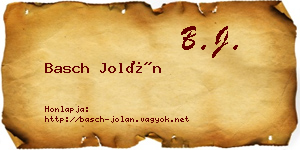 Basch Jolán névjegykártya